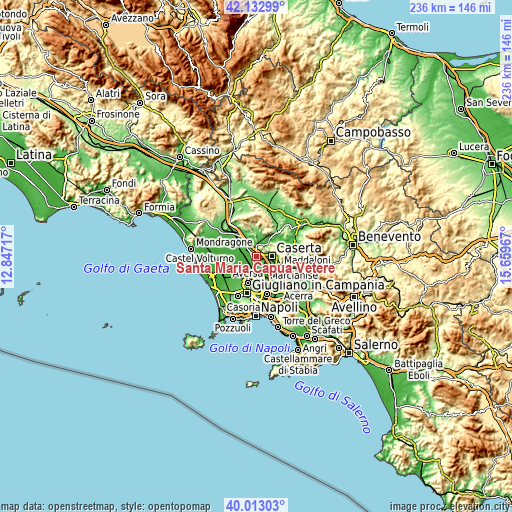 Topographic map of Santa Maria Capua Vetere