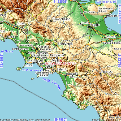 Topographic map of Santa Lucia di Serino
