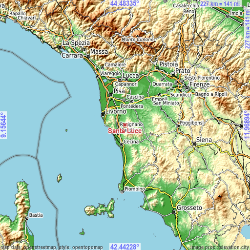 Topographic map of Santa Luce