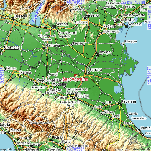 Topographic map of Sant'Agostino