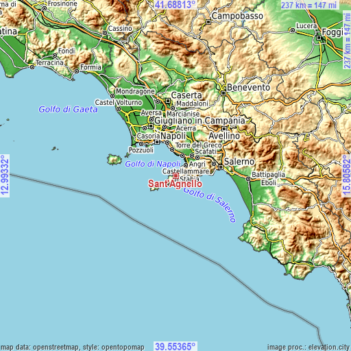 Topographic map of Sant'Agnello