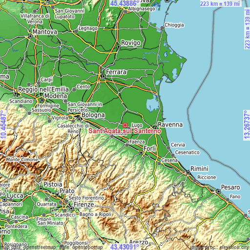 Topographic map of Sant'Agata sul Santerno
