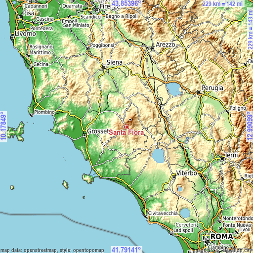 Topographic map of Santa Fiora