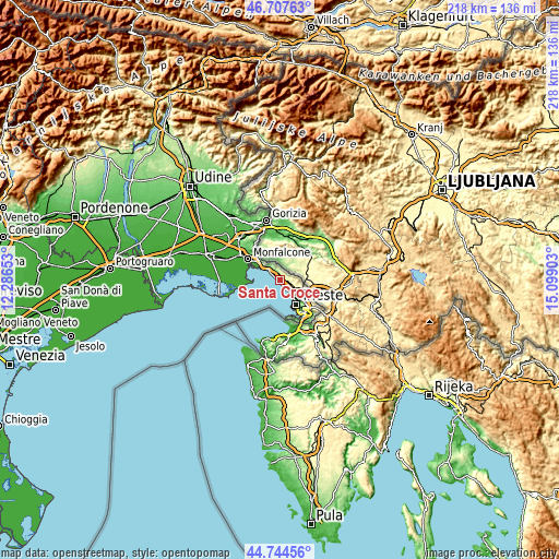 Topographic map of Santa Croce