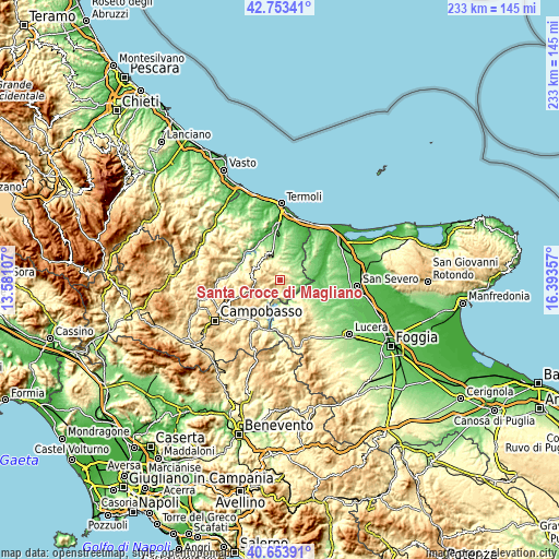 Topographic map of Santa Croce di Magliano