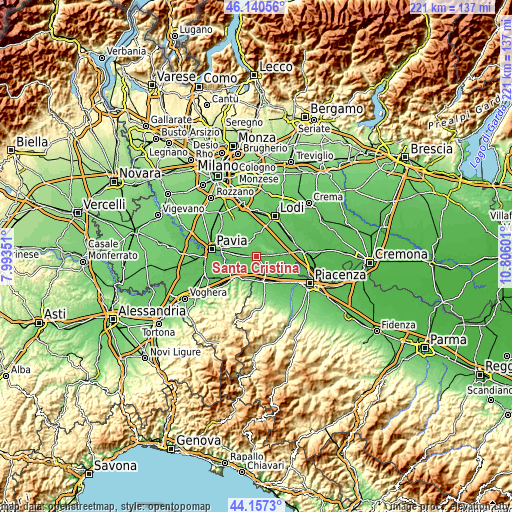 Topographic map of Santa Cristina