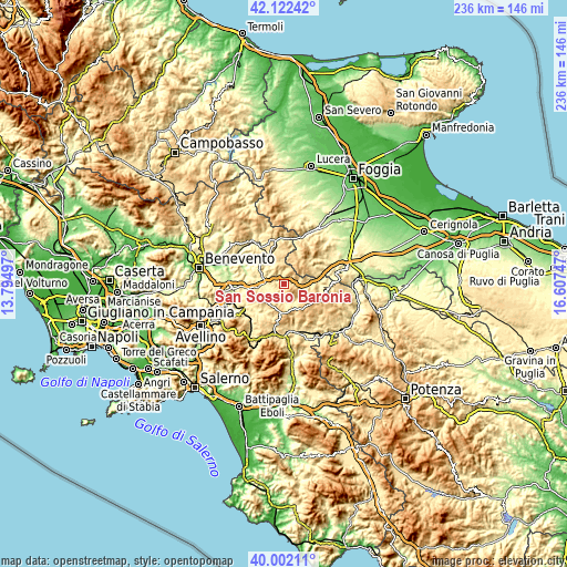 Topographic map of San Sossio Baronia