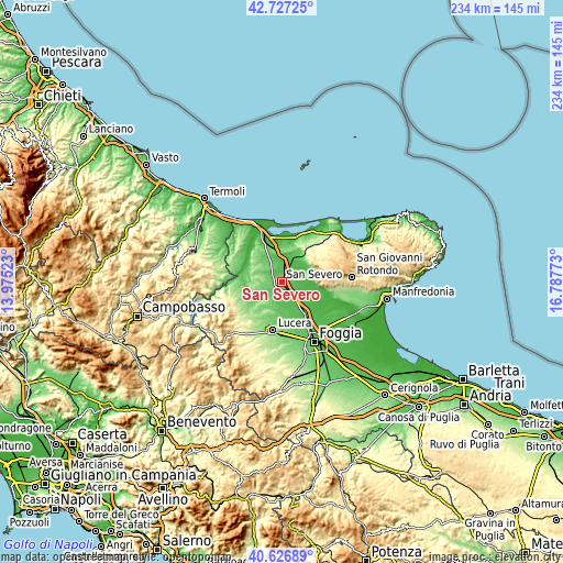 Topographic map of San Severo