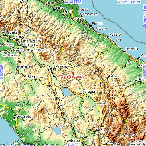 Topographic map of San Secondo