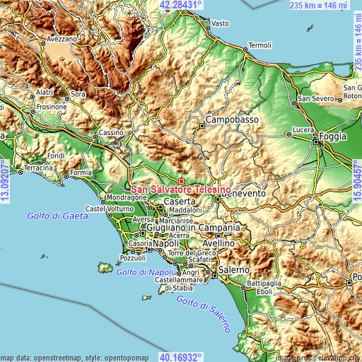 Topographic map of San Salvatore Telesino