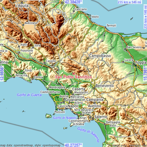 Topographic map of San Potito Sannitico