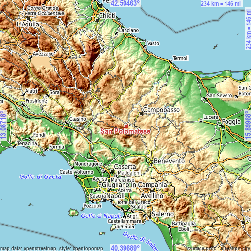 Topographic map of San Polomatese