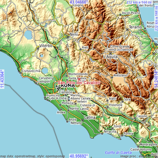Topographic map of San Polo dei Cavalieri