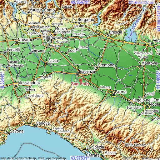 Topographic map of San Polo