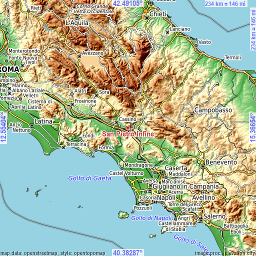 Topographic map of San Pietro Infine