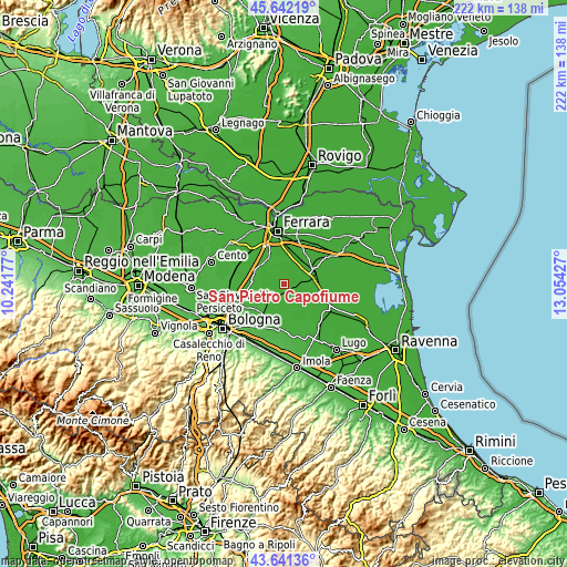 Topographic map of San Pietro Capofiume