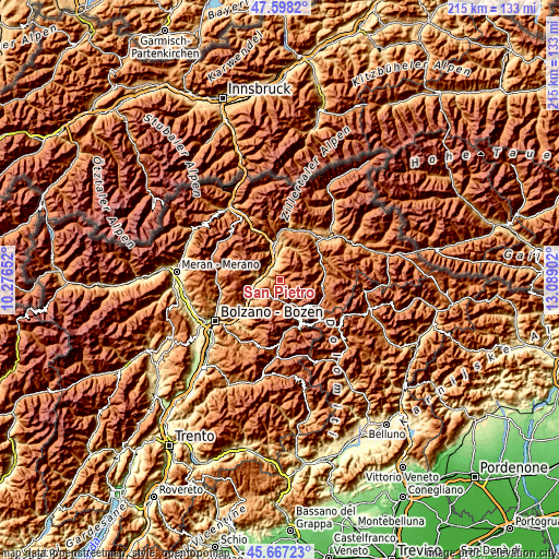 Topographic map of San Pietro