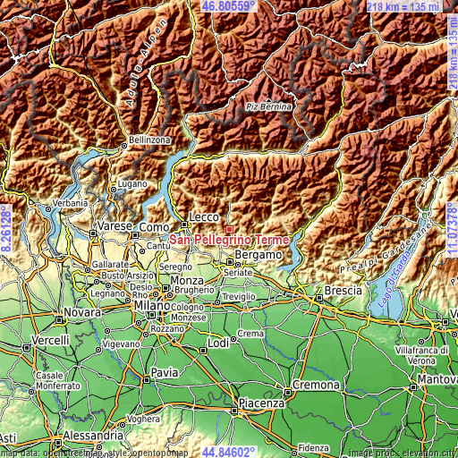 Topographic map of San Pellegrino Terme