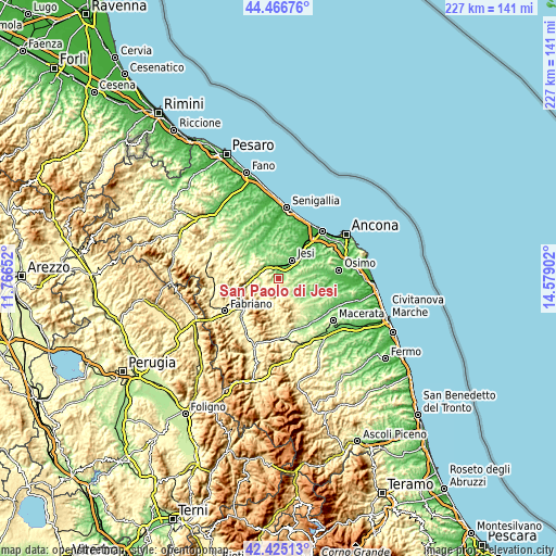 Topographic map of San Paolo di Jesi