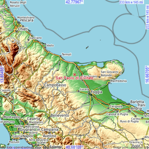 Topographic map of San Paolo di Civitate