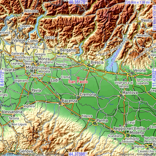 Topographic map of San Paolo