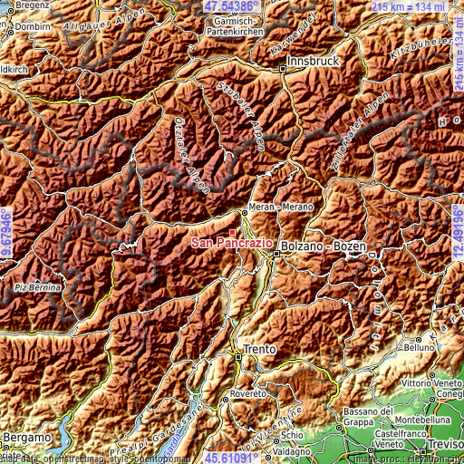 Topographic map of San Pancrazio