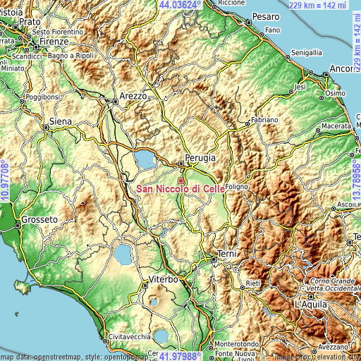 Topographic map of San Niccolò di Celle