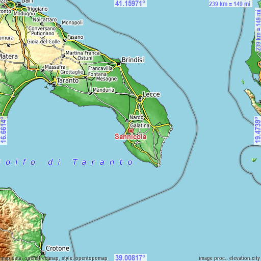 Topographic map of Sannicola