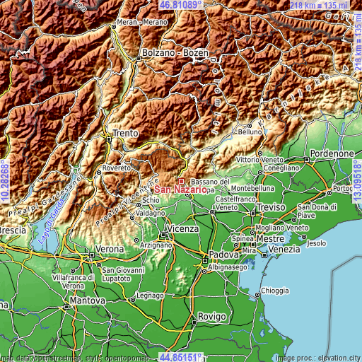 Topographic map of San Nazario