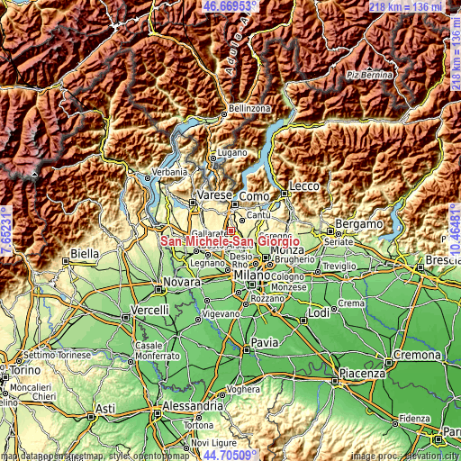 Topographic map of San Michele-San Giorgio