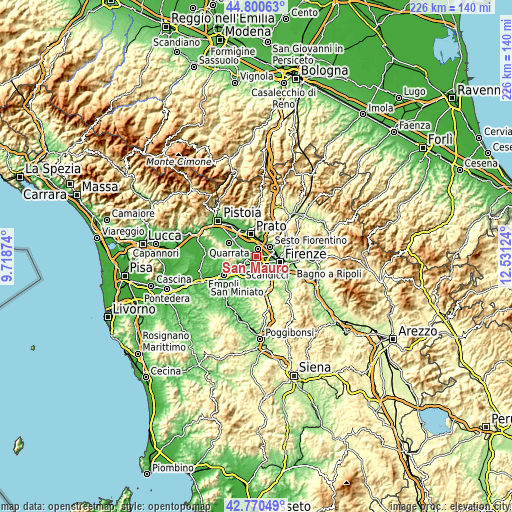 Topographic map of San Mauro