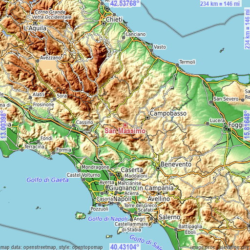 Topographic map of San Massimo