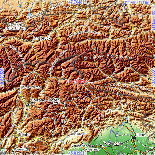 Topographic map of San Martino