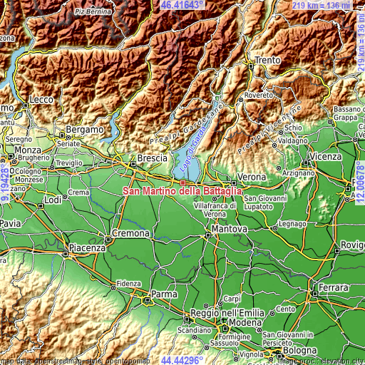 Topographic map of San Martino della Battaglia