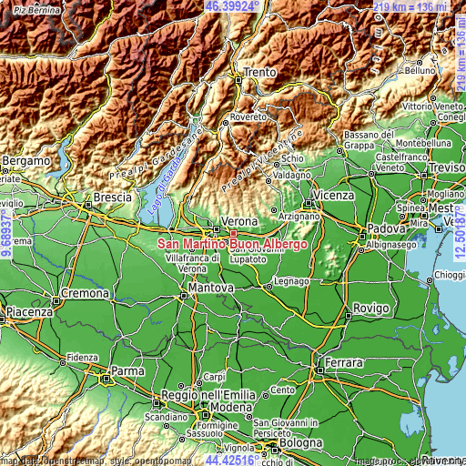 Topographic map of San Martino Buon Albergo