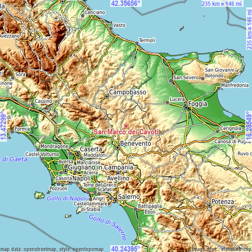 Topographic map of San Marco dei Cavoti