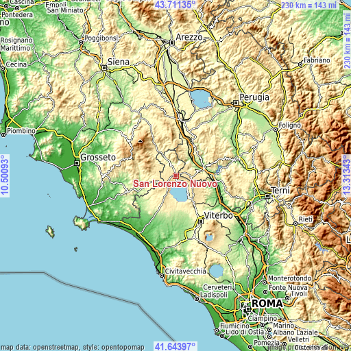 Topographic map of San Lorenzo Nuovo