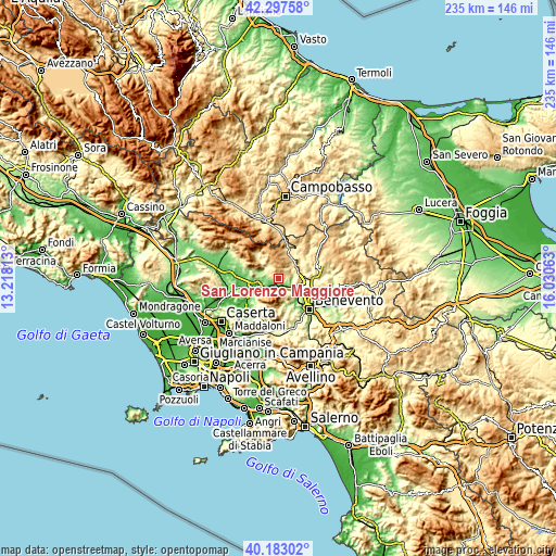 Topographic map of San Lorenzo Maggiore