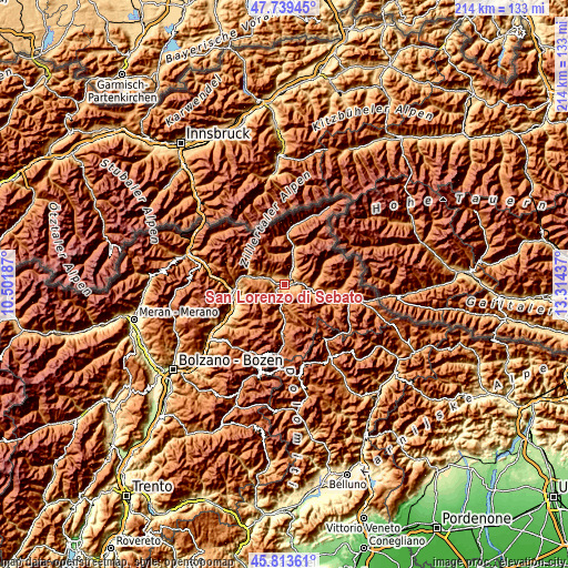 Topographic map of San Lorenzo di Sebato