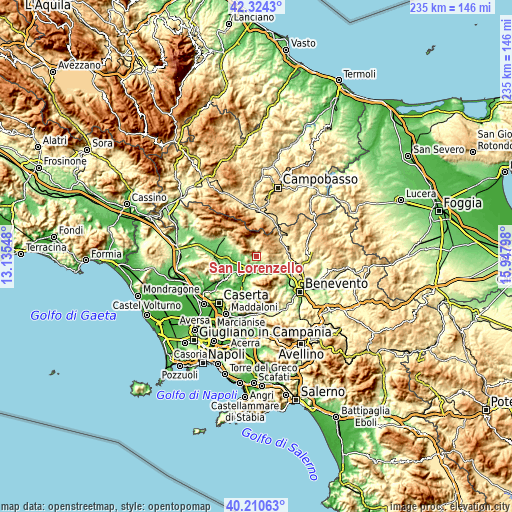 Topographic map of San Lorenzello