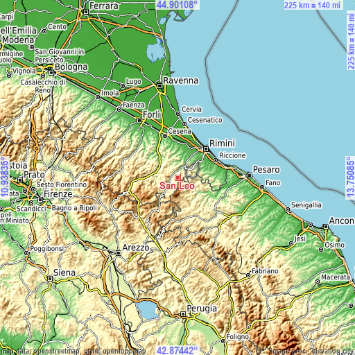 Topographic map of San Leo