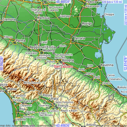 Topographic map of San Lazzaro