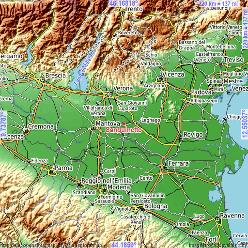 Topographic map of Sanguinetto