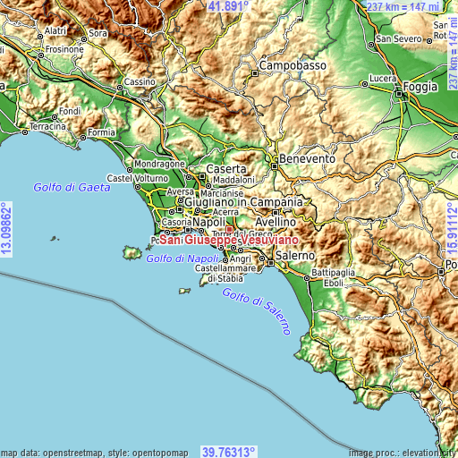 Topographic map of San Giuseppe Vesuviano