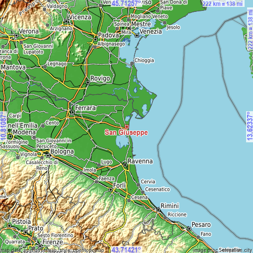 Topographic map of San Giuseppe