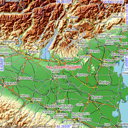 Topographic map of San Giovanni Lupatoto