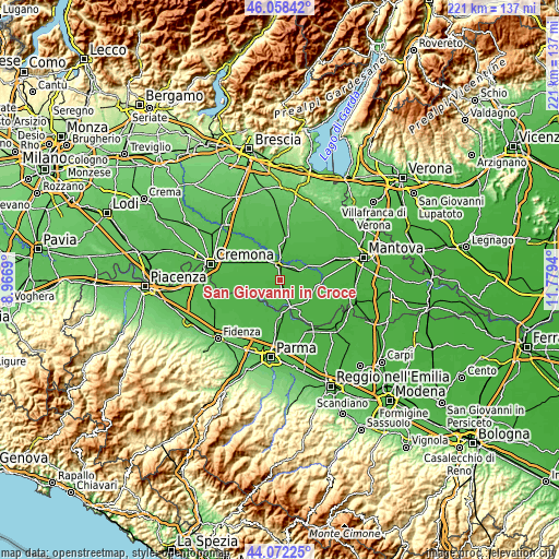 Topographic map of San Giovanni in Croce