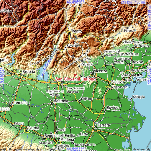 Topographic map of San Giovanni Ilarione