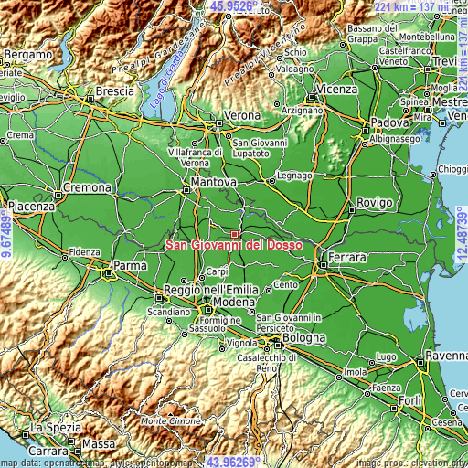 Topographic map of San Giovanni del Dosso