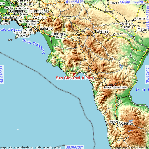 Topographic map of San Giovanni A Piro